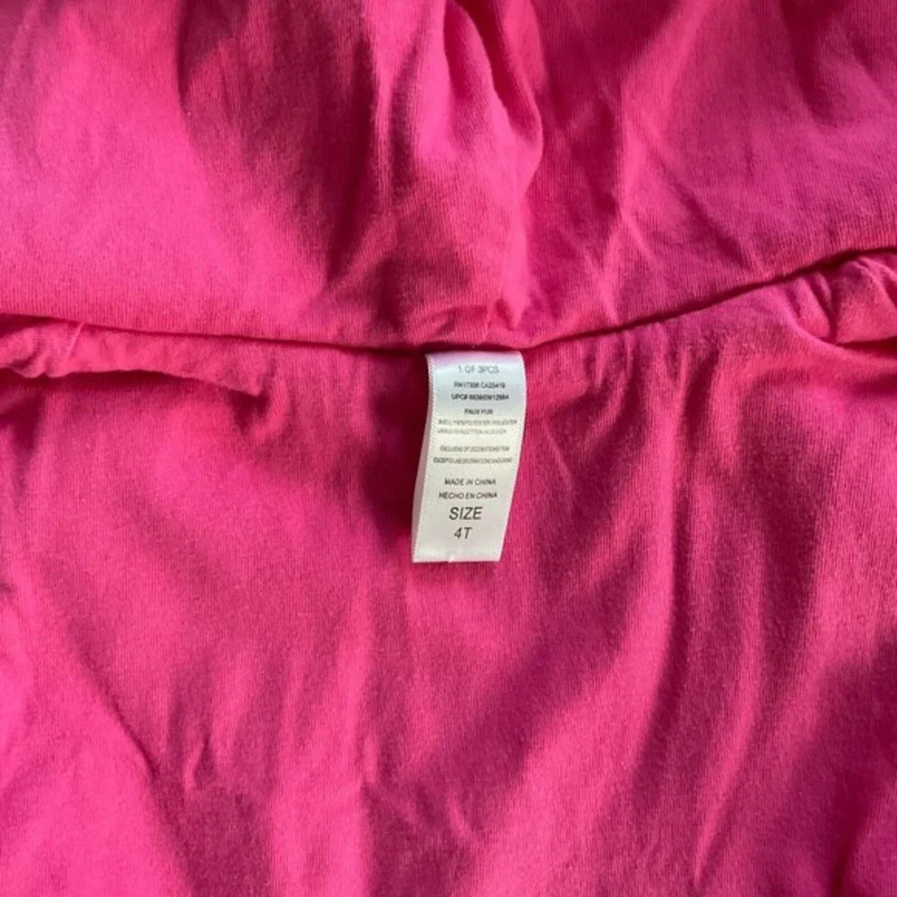 Faux Fur Hooded Leopard Print‎ Pink Vest Jacket Toddler Girls Size 4T EUC